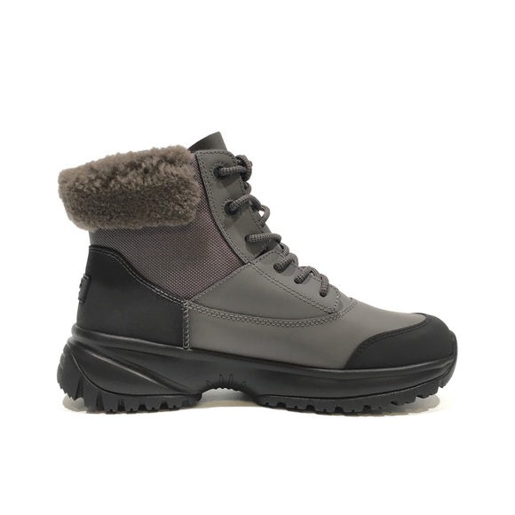 UGG YOSE FLUFF WATERPROOF SNOW BOOTS -SLATE GRAY TEXTILE /LEATHER -WOMEN’S US 10 - Picture 3 of 7